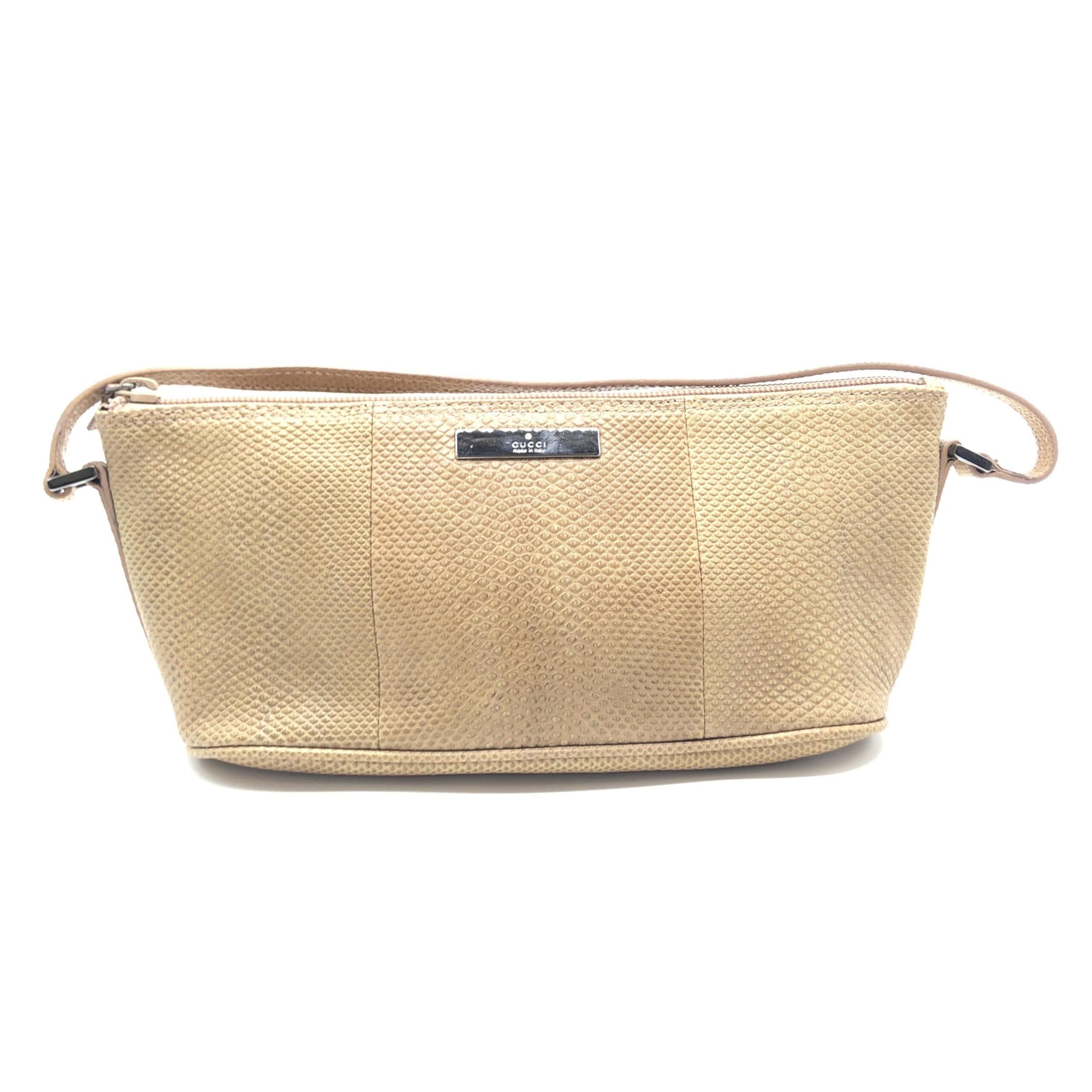 Light Beige Textured Leather Women's Handbag
