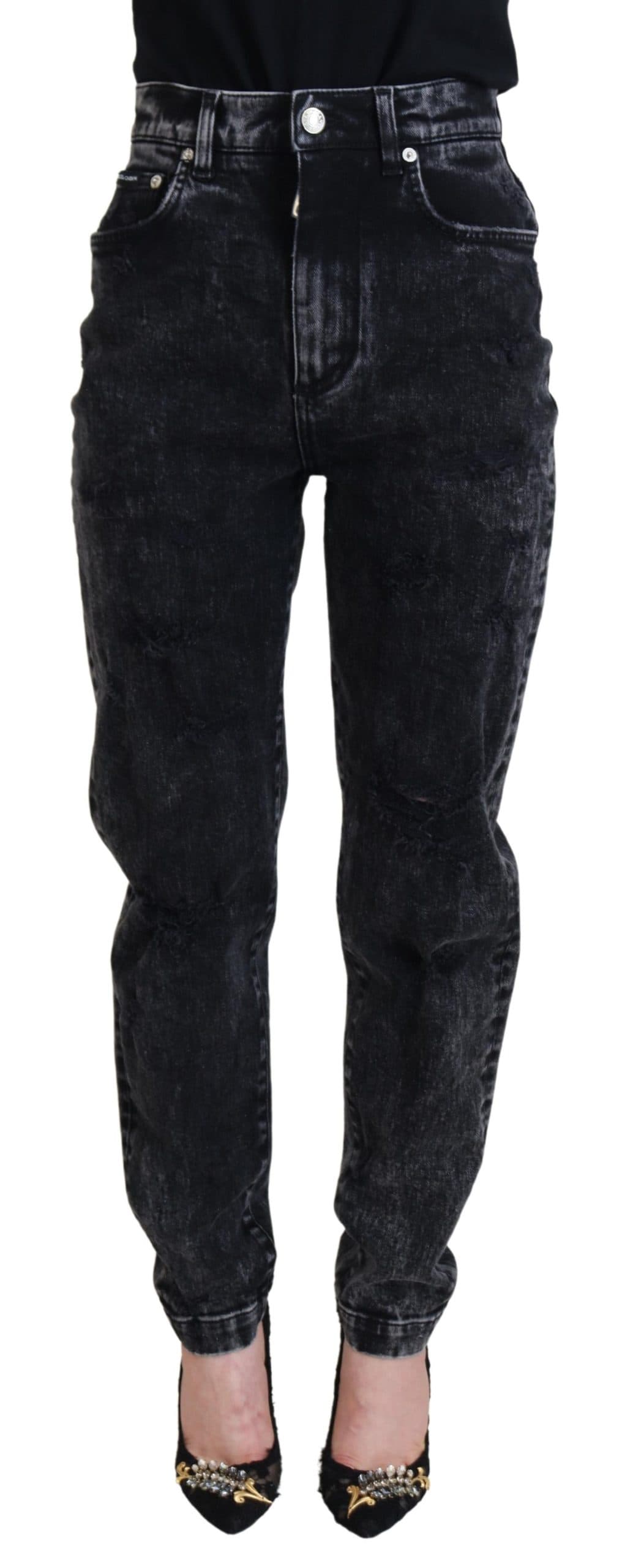 Washed Cotton High Waist Denim Jeans