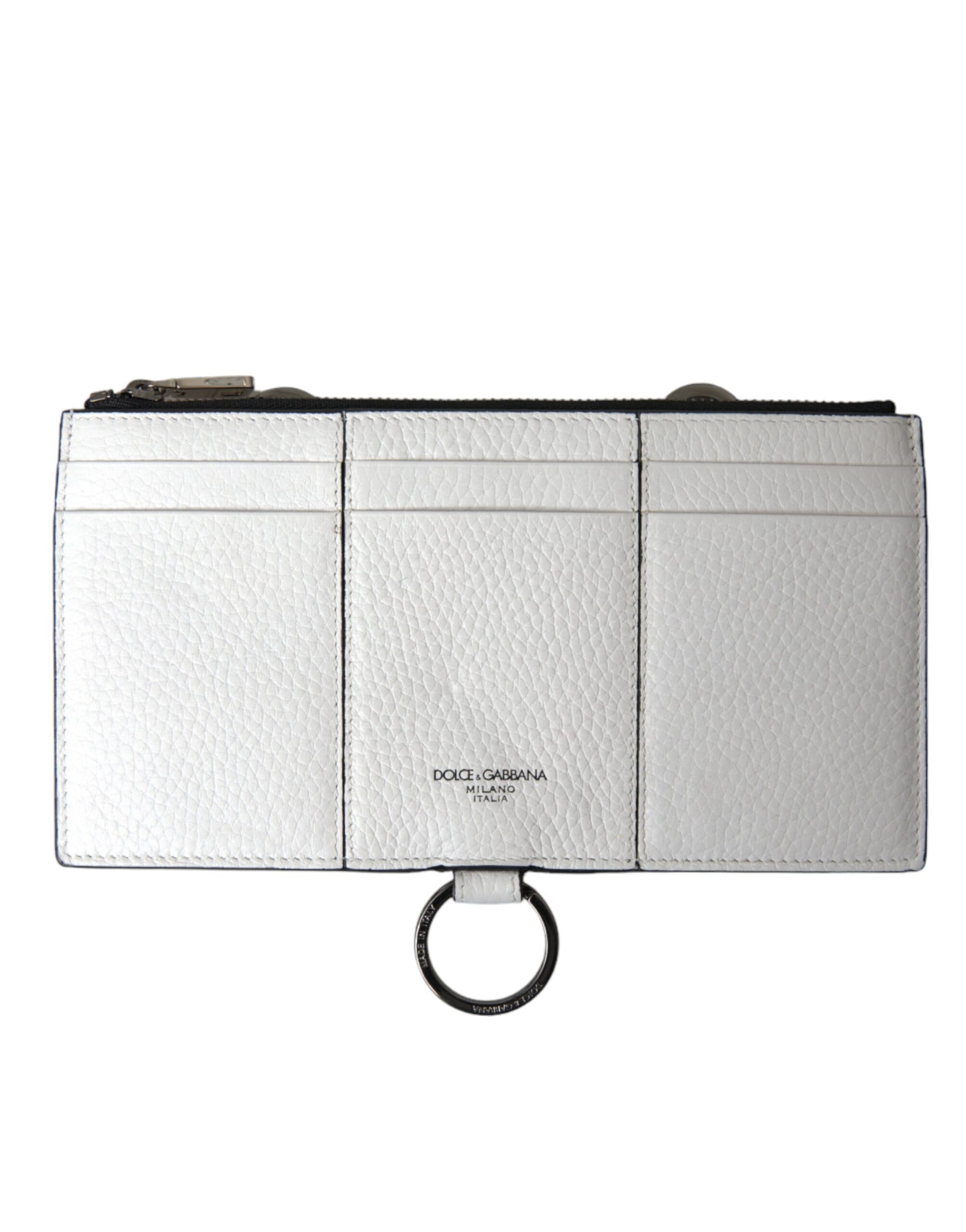 Dolce & Gabbana White Calfskin Leather Large Crossbody Card Holder Men's Wallet (Pre-Owned)