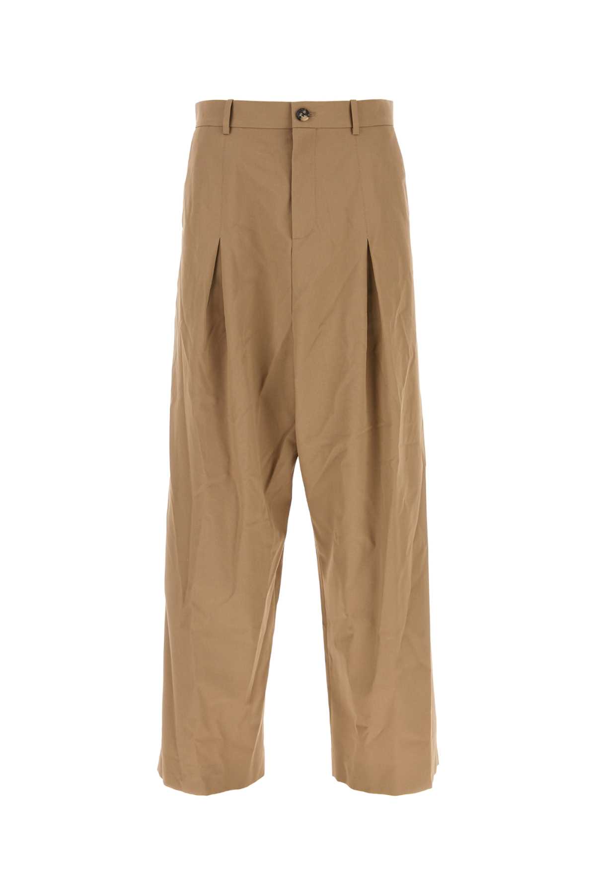 Camel Cotton Wide-leg Pant