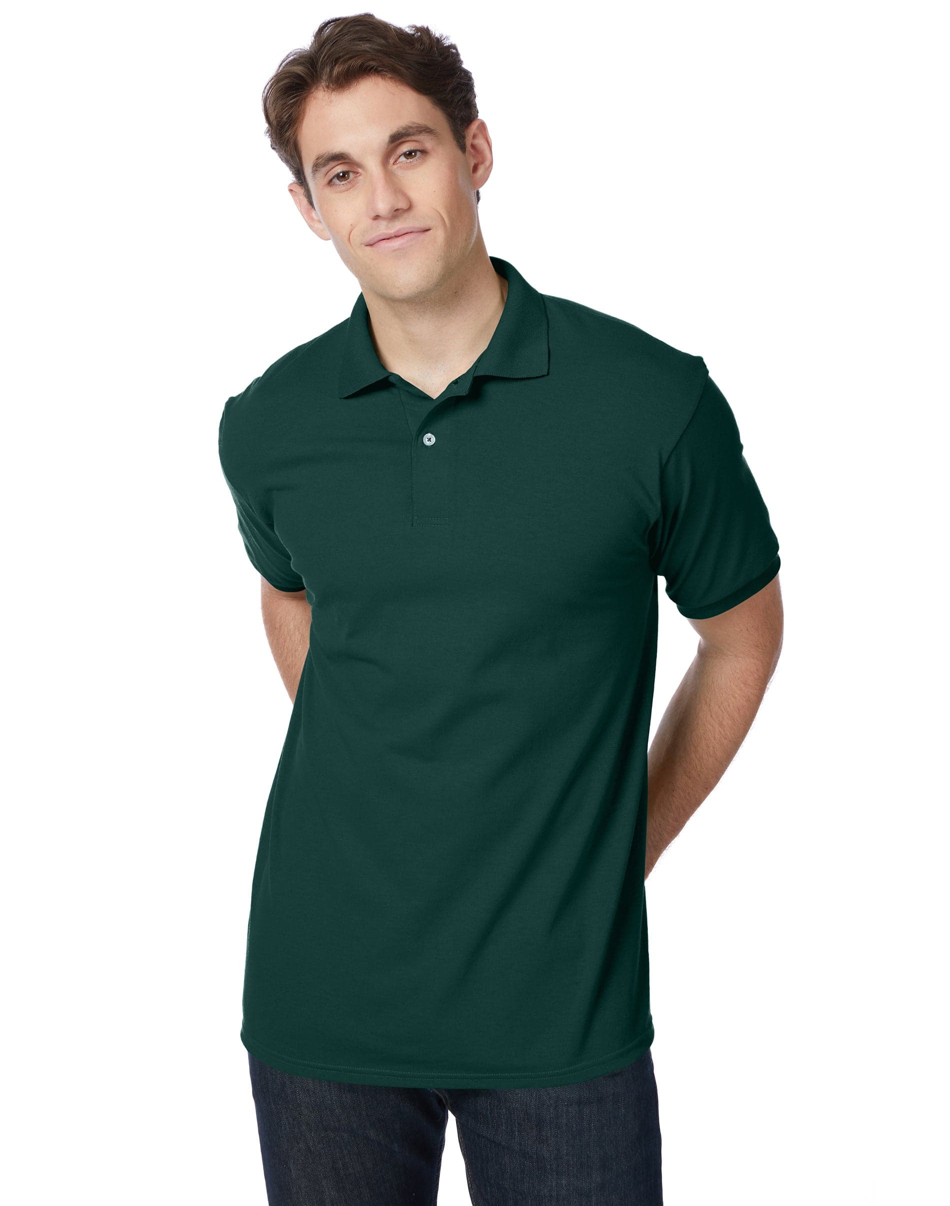 Hanes EcoSmart Men's Polo Shirt (Big & Tall Sizes Available) Deep Forest 3XL