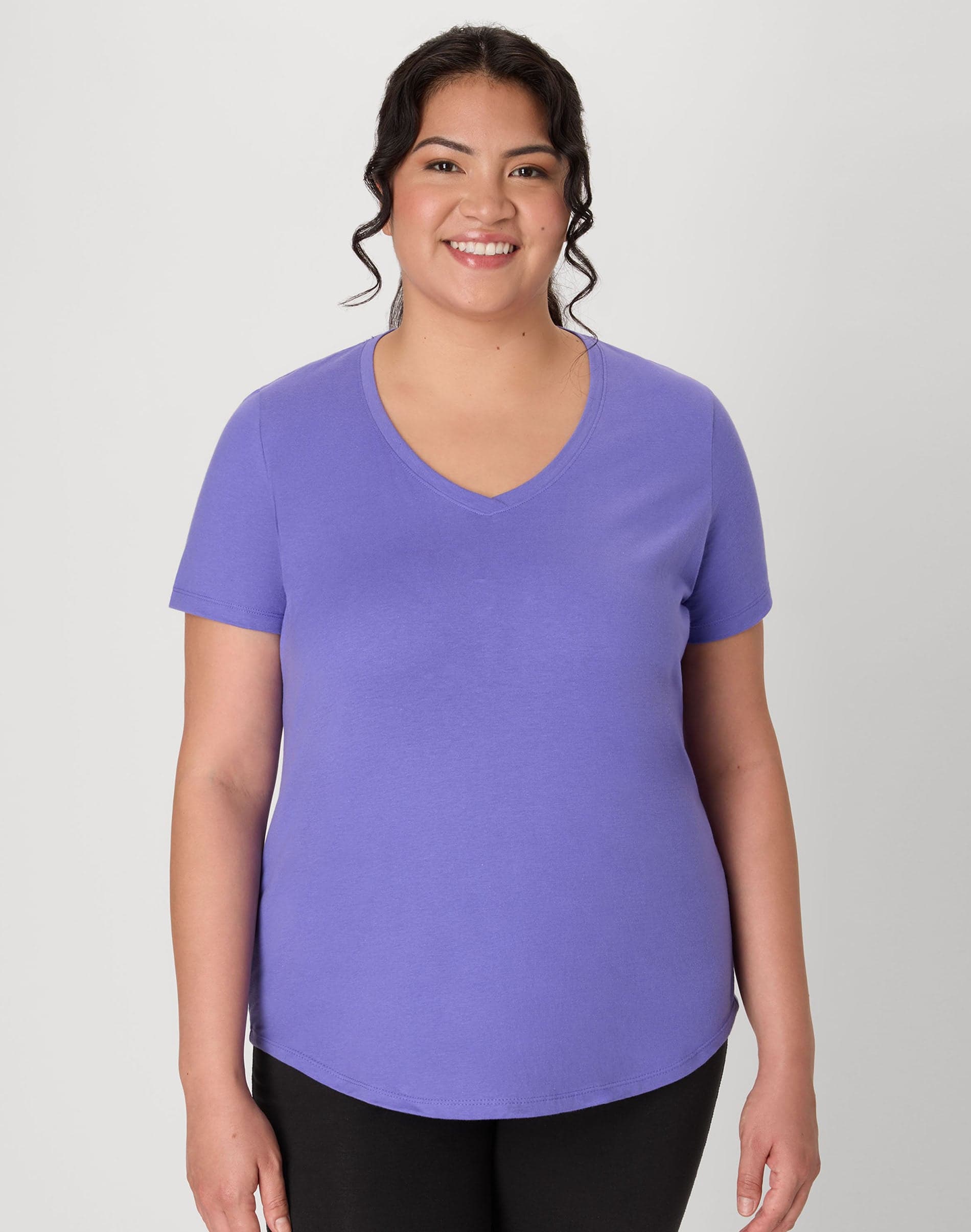 Cotton Jersey Short Sleeve V-Neck T-Shirt