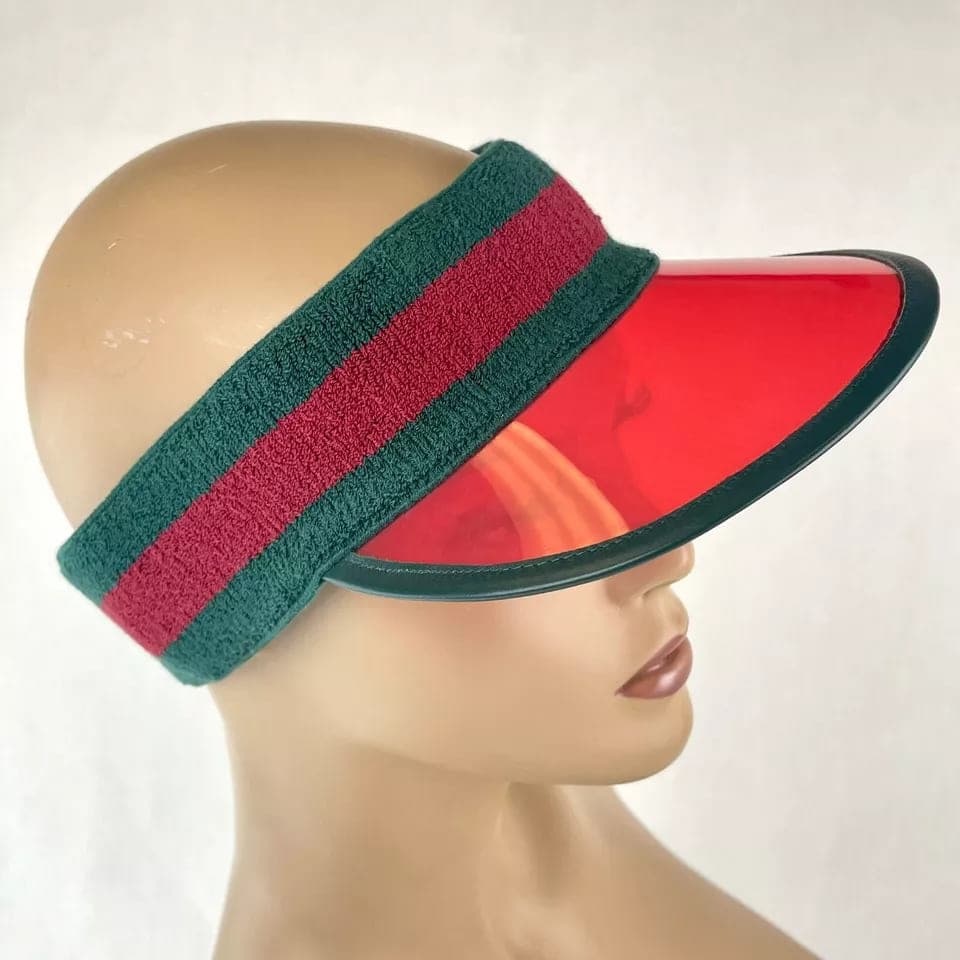Red Vinyl Visor Hat