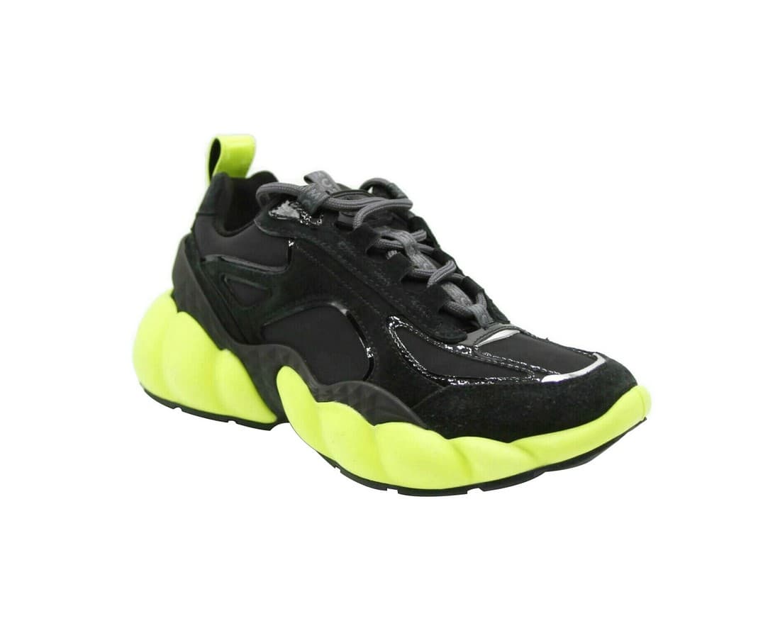 Black Luft Collection Suede Neon Green Trim Sneaker