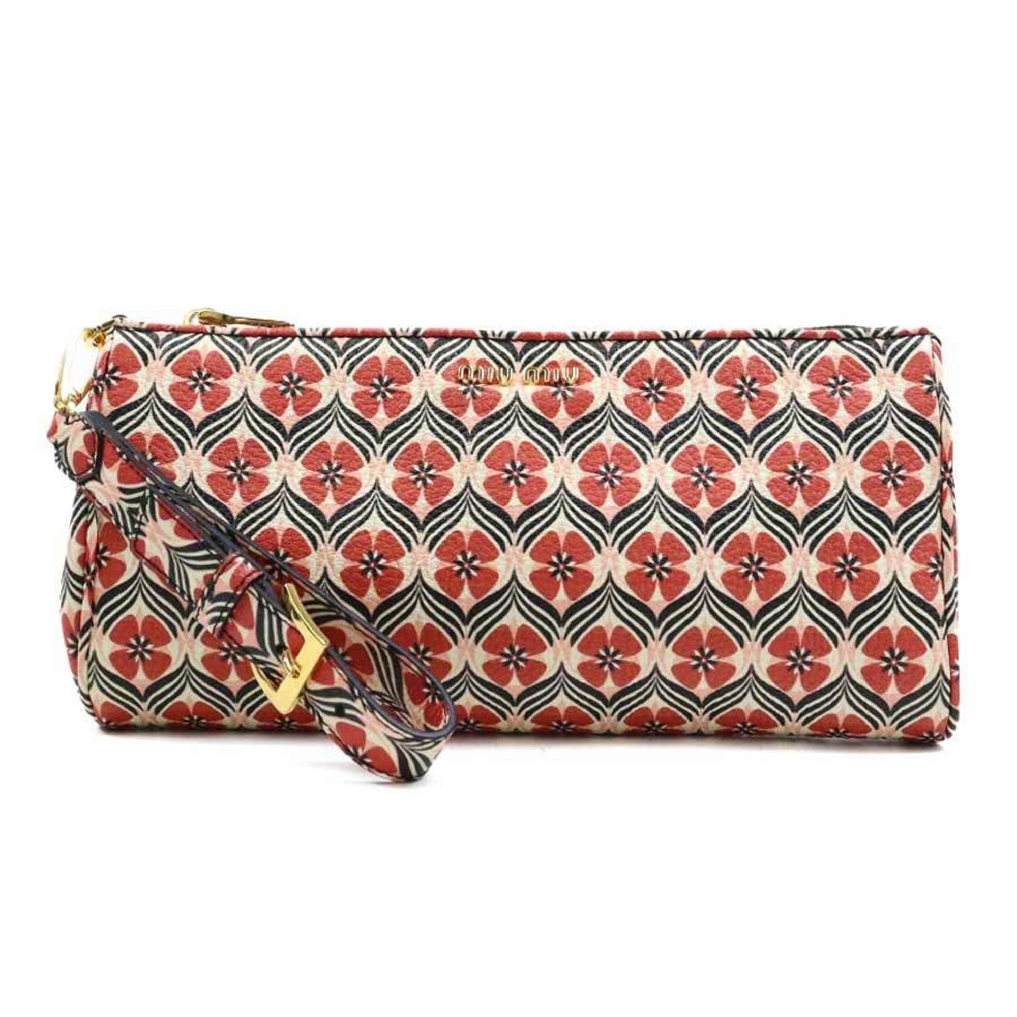 Multi-Color Red Color Leather Clutch Bag
