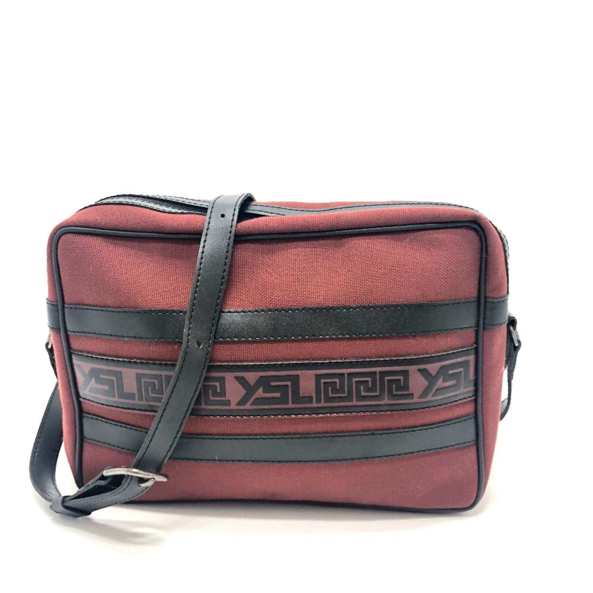Red Color Canvas Leather Shoulder Bag
