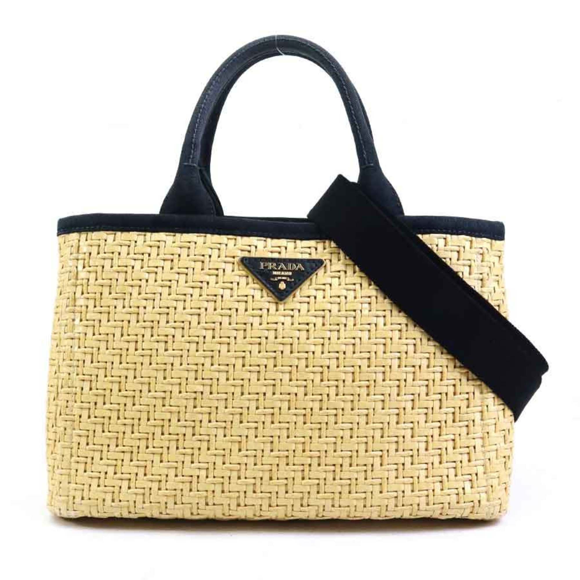 Beige Black Straw Canvas Handbag Shoulder Bag