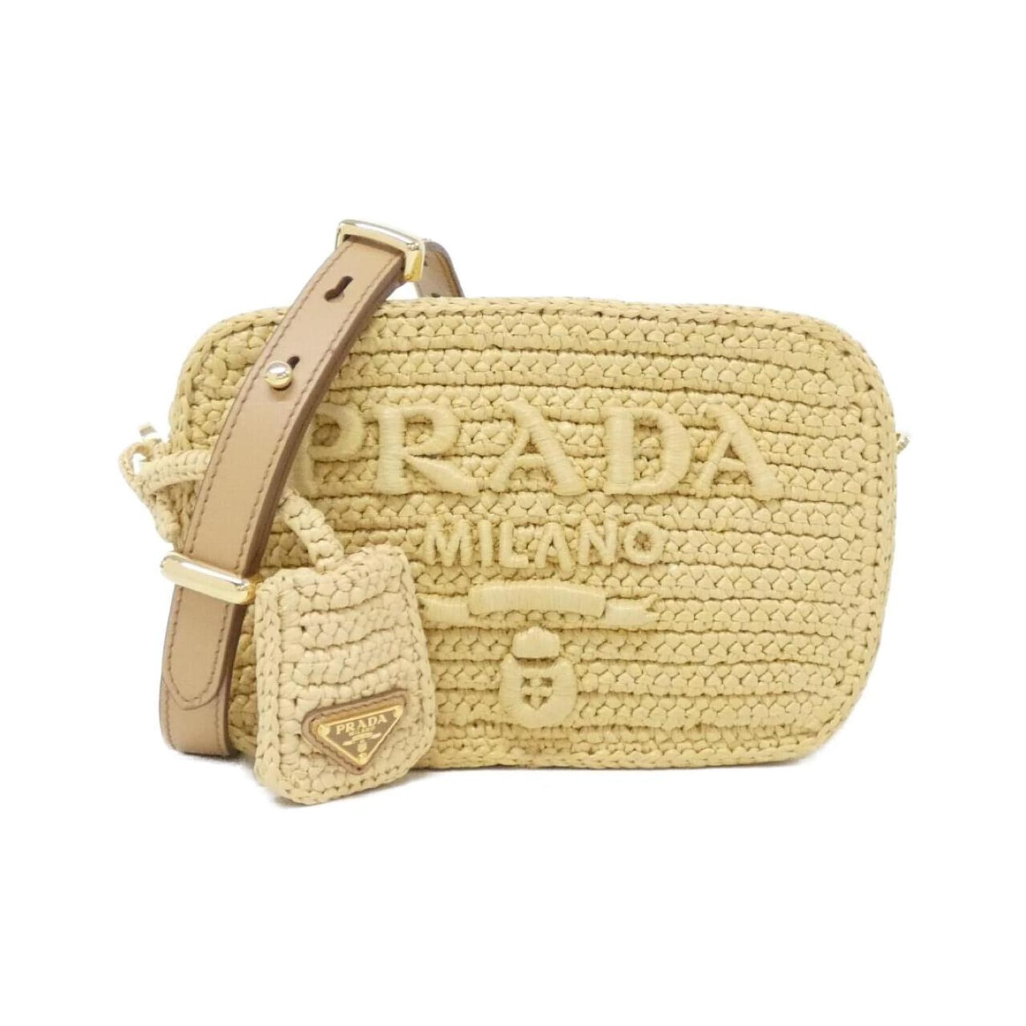 Beige Beige Gold Raffia Shoulder Bag