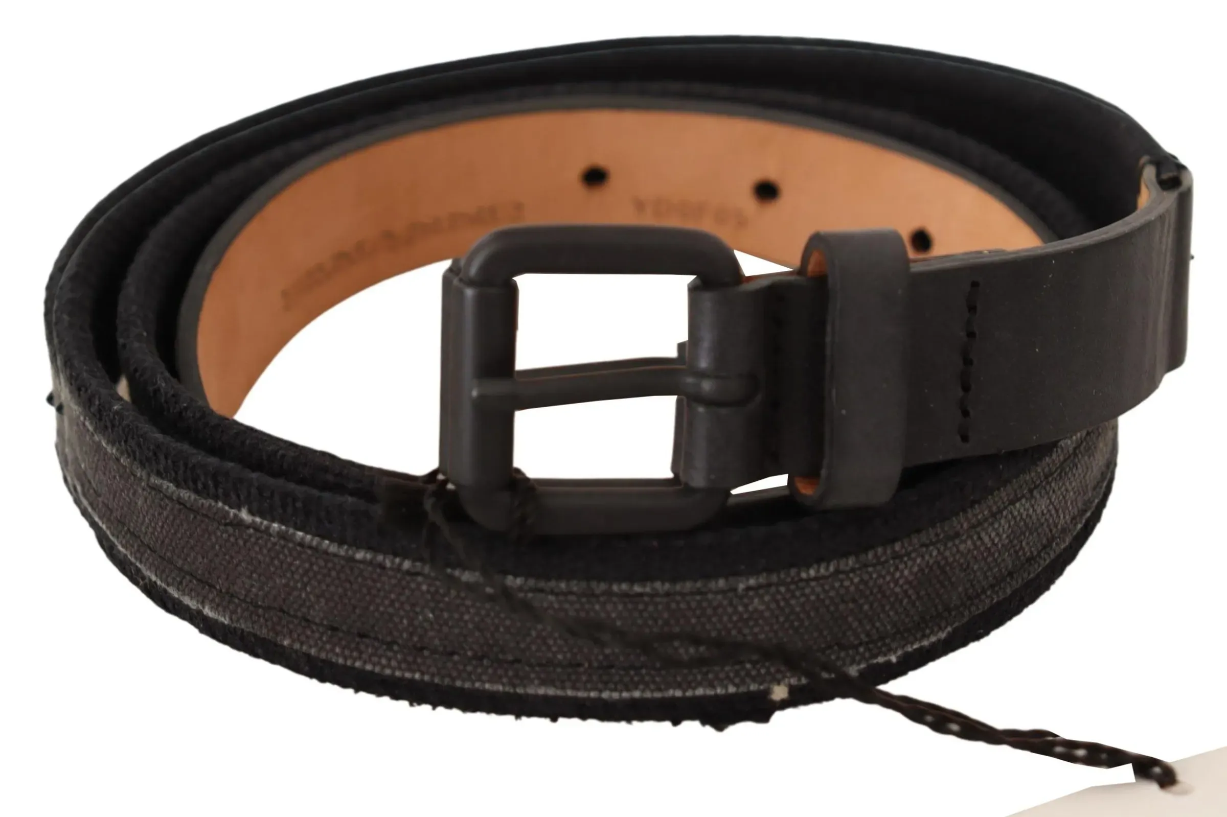 Black Leather Logo Buckle Waist Belt