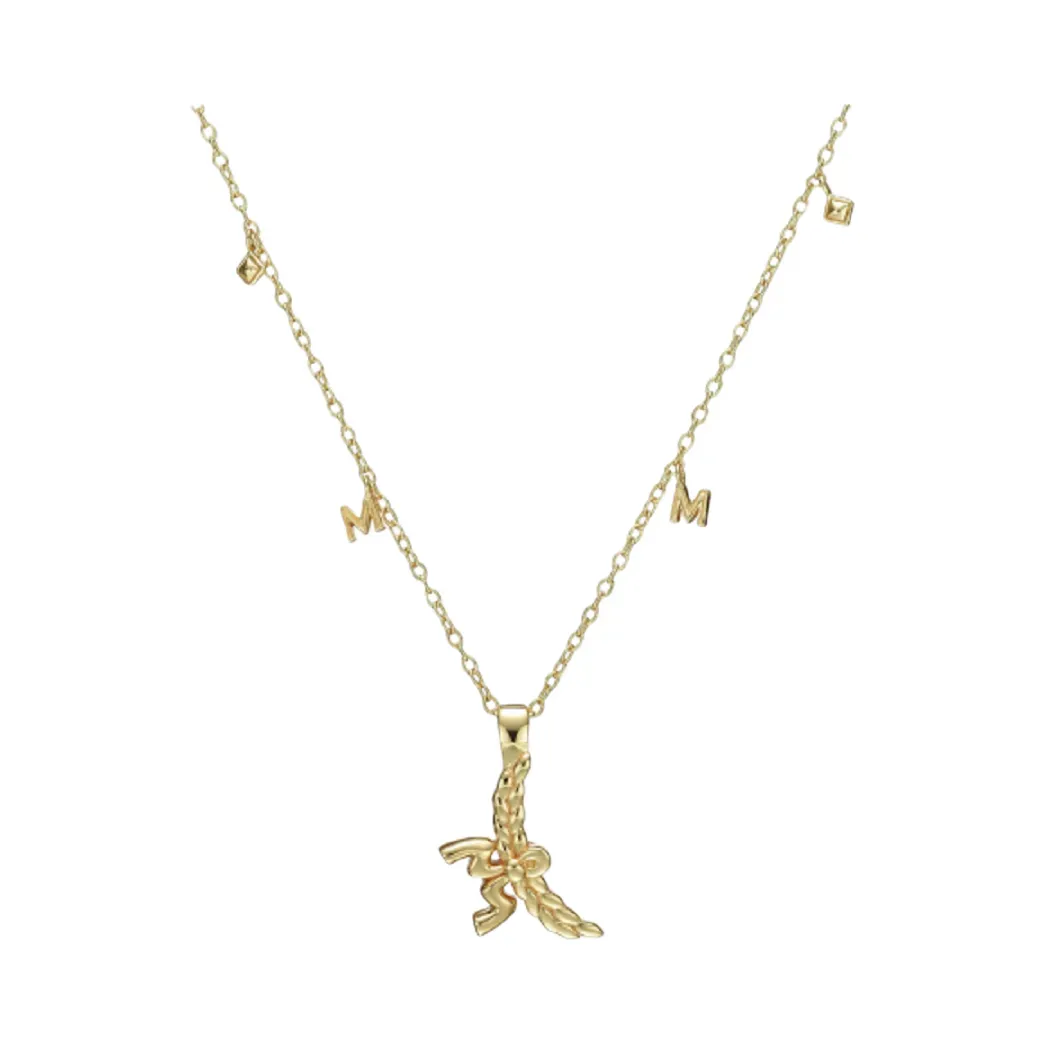 Gold 3D Logo Laurel Charm Pendant Necklace