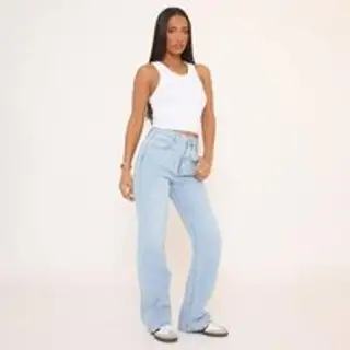 High Waist Stretchy Wide Leg Jeans In Blue Denim, Women'S Size US 2