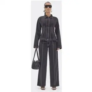 Seam Detail Straight Leg Jeans In Black Denim., Women'S Size US 2