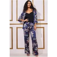 Printed Satin Wide Leg Pant