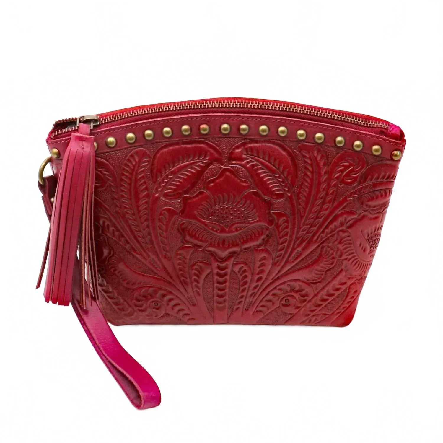 Women's Belle Flour Wristlet Pouch Bag In Red