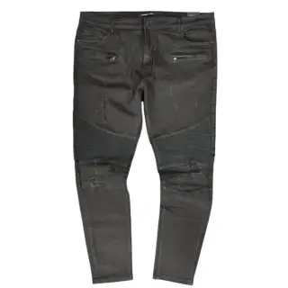 Men's Moto Denim Jeans In Black
