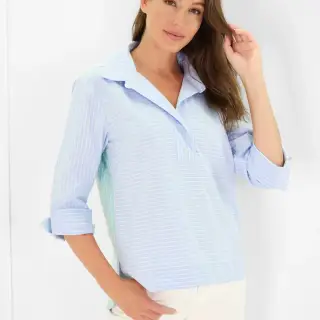Toni Top in Green Oxford Stripe