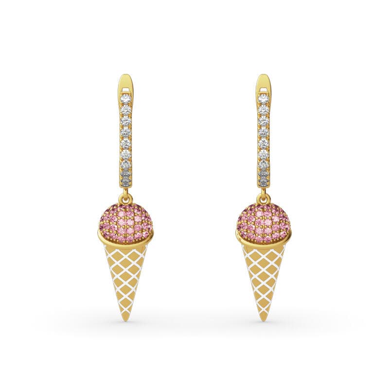 Jeulia Ice Cream Cone Sterling Silver Earrings
